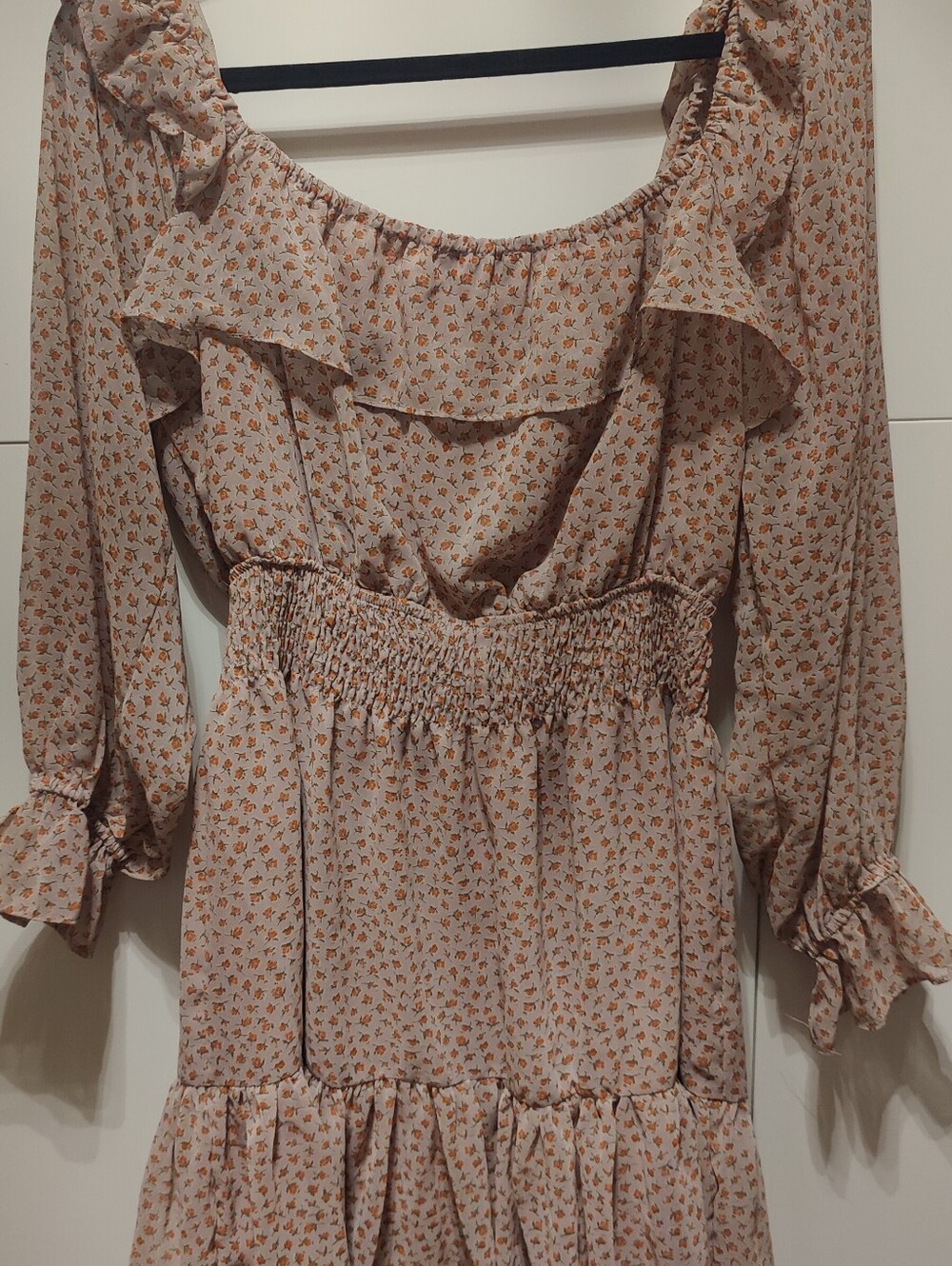 Dress Forum Floral Ruffle Off Shoulder Mini Dress Large - Picture 6 of 8